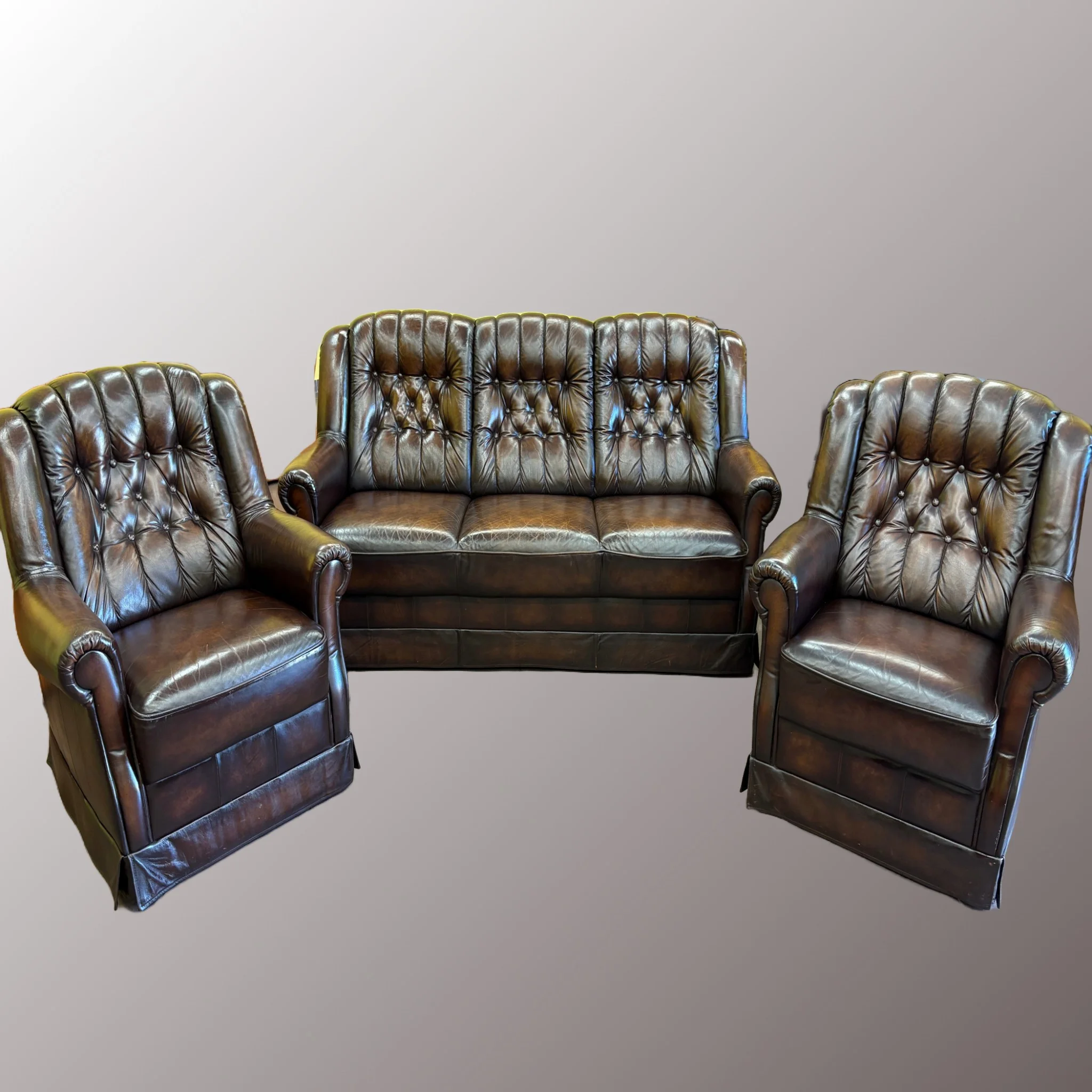 Restaurált Vintage bőr ülőgarnitúra