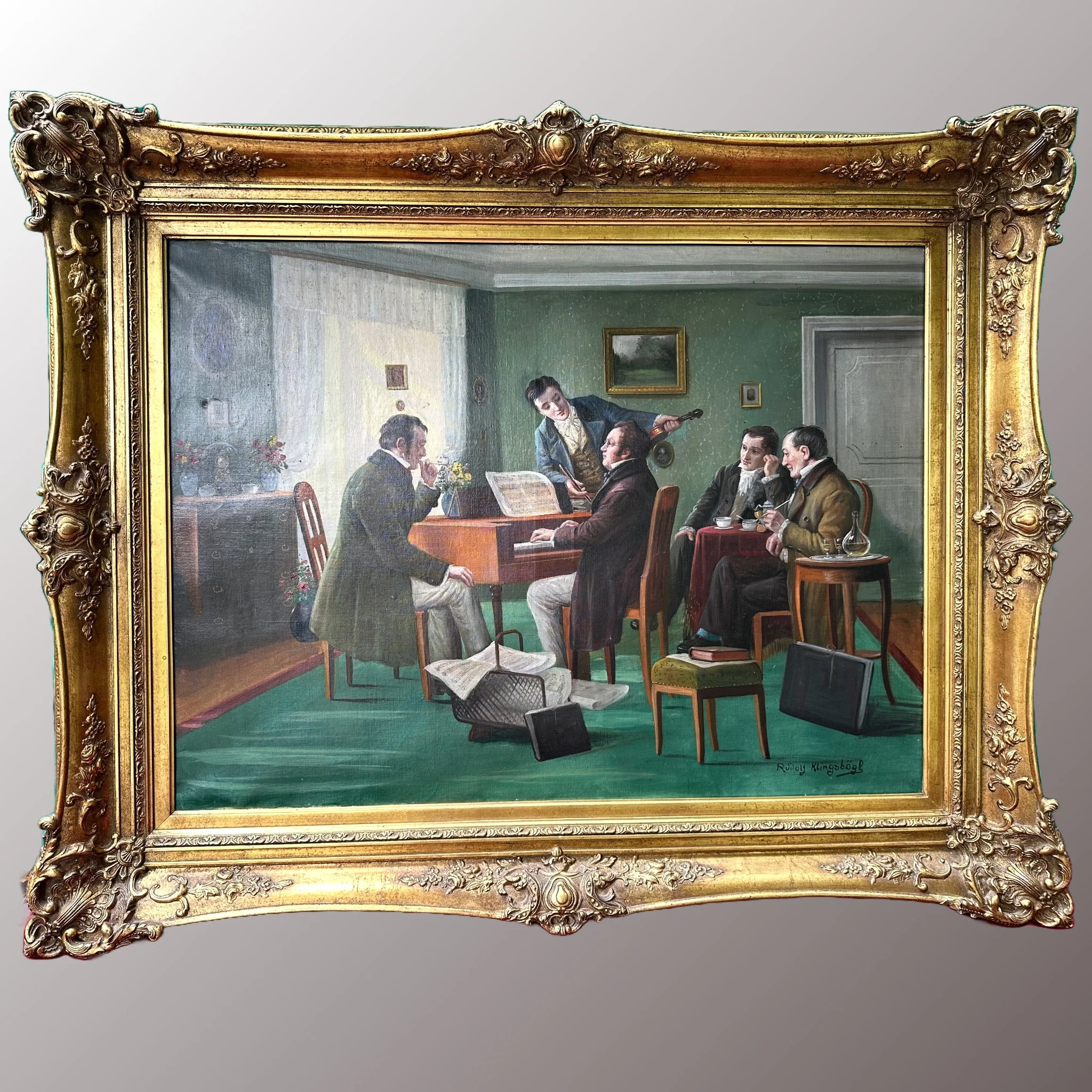 Restaurált Festmény - Zenészek komponálás közben